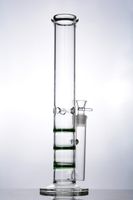 Wholesale 15 inch straight glass bongs with green honeycomb water pipe dab rig bubbler mm joint