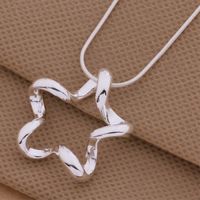 Wholesale with tracking number Best Most Hot sell Women s Delicate Gift Jewelry Silver Hollow five pointed star Necklace