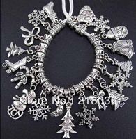 Wholesale 200pcs Mix Vintage Silver Christmas Day Lucky Charms Pendants Beads For European Bracelet Jewelry Making Accessories Valentine s Gift C823