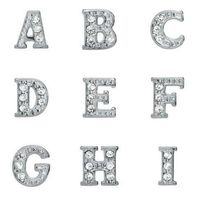 Wholesale Rhinestones Silver Plated Alphabet Letters A Z Alloy Floating Charms Fit For Glass Locket DIY Jewelrys