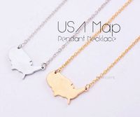 Wholesale 10PCS N017 Outline United States Map Necklace USA Silhouette Map Necklace Geometric America Country Nation Necklace for earth