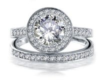 Wholesale Luxury Size Band round cut jewelry kt white gold filled topaz simulated diamond women Wedding Ring set gift with box