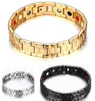 Wholesale Brand New Silver Gold Black Color To Choose Lastest L Stainless Steel Magnetic Therapy health care Bracelet Bangle Men Women