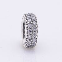 Wholesale Sparking Spacer Beads Fits Pandora Charms Bracelet Sterling Silver Pave Clear Zircon Stopper Bead Charm DIY Jewelry