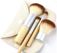 Wholesale 4Pcs Set Kit wooden Makeup Brushes Beautiful Professional Bamboo Elaborate make Up brush Tools With Case zipper bag button bag Free DHL
