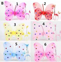 Wholesale Children Girls Butterfly cosplay props sets Wings hairband Fairy stick Kids Holloween Christmas Festivals Costume Ball Angel Party A08