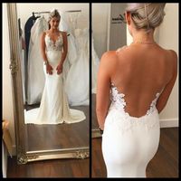 Wholesale 2016 Graceful Sheer Neck White Lace Mermaid Wedding Dresses Illusion Transparent Back Bridal Gowns New Sexy Dress