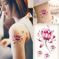 Body Tattoo Sticker Art Waterproof Temporary Tattoos Sticker For Men And Women Beautiful 3d Lotus Flower Design Small Tattoo Sticker