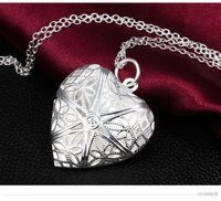 Wholesale 925 silver pendant heart necklace photo locket can open with chain NE119