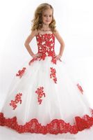 Wholesale hot sale scoop applique Lace flowers girl dress crystal ball gown Girls Pageant Dresses vestidos Little Girls prom Dress