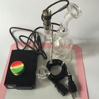Wholesale D Nail E Nail kit with Small bubbler Mini hand oil rigs Handcrafted Glaze glass Bongs with glass bowl For Smoking free