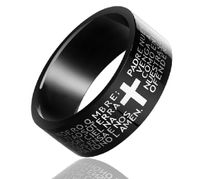 Wholesale bible text restoring ancient ways Cross Black Men s titanium steel ring Lord of the rings Boyfriend birthday gift