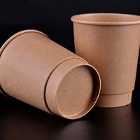 Wholesale 12oz Cafe Restaurant Paper Coffee Cup Disposable Thick Kraft Paper Milk Cup Party Drinking Supplies SK753