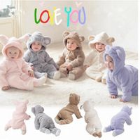 Wholesale 5 Styles Baby rompers girls Boys one piece Pattern Animal warmer thicken coral fleece Jumpsuit climb clothes Kids infant boutique clothing