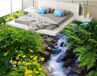 Wholesale Floor wallpapers for living room HD stream grass flower D floor vinyl floor