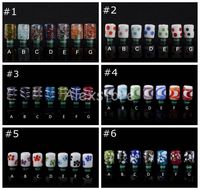 Wholesale 6 Styles Pyrex Glass Resin Ego drip tips short wide bore drip tip mouthpiece colorful driptip for rba rda atomizer vape mod