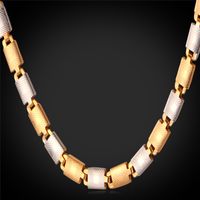Wholesale Unisex Platinum K Real Gold Plated New Trendy Fancy Italy Two Tone Gold Chain Necklace