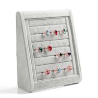 Wholesale High end Grey Wood Velvet Ring Earrings Stud Mobile Dust Plugs Jewelry Display Storage Stand Holder Tray Tripod Design
