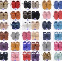 Wholesale free fedex ship cow leather baby moccasins tassels boot booties moccs infant girl boy lace leather shoes prewalker booties toddlers shoes