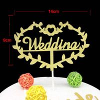 Wholesale cake toppers gliter golden letter just married etc cards banner for fruit Cupcake Wrapper Baking Cup birthday tea party wedding decor
