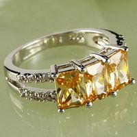 Wholesale A0094 Emerald Cut Morganite White Topaz Gems K White Gold Plated Ring Size Free Ship