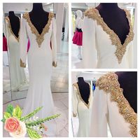 Wholesale Long Sleeve Prom Dresses With Gold Beaed Backless Mermaid Prom Dresses Sexy Long Evening Dress red Carpet Custom Made