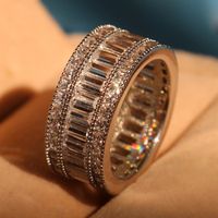Wholesale Princess cut white Topaz Diamonique Simulated Diamond KT White Gold Filled Engagement Wedding Band Ring Size