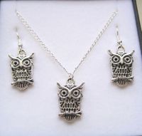Wholesale MIC Antique silver Owl Gift Set Necklace Earrings Jewelry Set