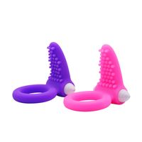 Wholesale QUYUE Soft Silicone Waterproof Oral Sex Tongue Vibrator Penis Rings Cock Rings for Couple Men Sex Toys Time Delay Ring q1106