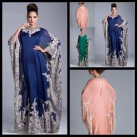 Wholesale Custom Made Arabic Kaftan Royal Blue Evening Prom Dresses Lace Abaya Dubai Chiffon Mother Of The Bride