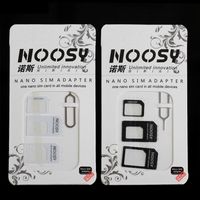Wholesale 4 in Noosy Nano Sim Card Adapter Sets Micro Standard Sim Card Tools SIM Card Pin Android Iphone With Retail Box