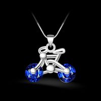 Wholesale fashion high quality silver Bike with Blue diamond jewelry silver necklace Valentine s Day holiday gifts hot