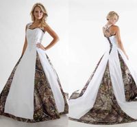 Wholesale 2017 Glamorous Camo Wedding Dresses Lace Straps White Camouflage Bridal Ball Gowns Criss Cross Back Vestido De Novia Chapel Train
