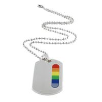Wholesale Stainless Steel Gay Pride Dog Tag Necklace with Rainbow Sign