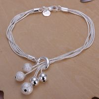Wholesale Hot sale gift silver Small O Hanging light bead bracelet DFMCH243 Brand new sterling silver plated Chain link bracelets high grade