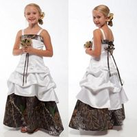 Wholesale Lovely Camo Flower Girl Dresses for Wedding Spaghetti Camouflage Princess Junior Bridesmaid Gowns New Kids Birthday Gowns BA1784