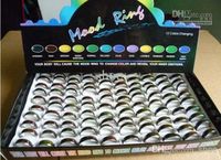 Wholesale 100pcs mixed size mm fashion mood ring changing colors stainless steel rings with box