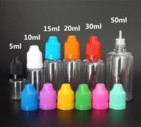 Wholesale Cheap E liquid Vape E juice bottle ml ml ml ml ml ml PET Empty Plastic Dropper Bottle with Childproof Caps long fine tips