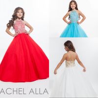 Wholesale 2016 Most Popular Ball Gown Halter Floor Length Tulle Crystal Pageant Little Girls Dresses Beaded Flower Girls Party Communicate Dresses