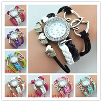 Wholesale Infinity Watches Weave Bracelet Lady Wrap Band Love Heart To Heart Wrist Watches Women Quartz Movement Mix Style