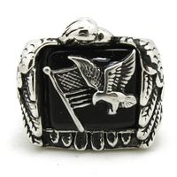 Wholesale 316L Stainless Steel Flying Eagle Flag Ring Band Party Fashion Jewelry Mens Band Party Cool Design Biker Flying Eagle Ring