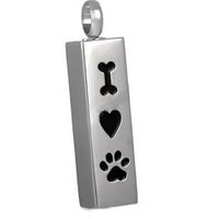 Wholesale Lily Cremation Jewelry I Love My Pet Paw Print Square Pillars Ash Memorial Urn Pendant Keepsake Necklace With Bag and Chain