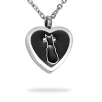 Wholesale Lily Cremation Jewelry Cat Print Warm Heart Pet Memorial Urn Necklace Ashes Keepsake Pendant with gift bag