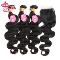 Wholesale Queen Hair Indian Virgin Hair With Closure Hair Bundles With Lace Closures Unprocessed Indian Body Wave With Closure