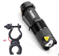 Wholesale Flash Light W LM CREE Q5 LED Camping Flashlight Torch Adjustable Focus Zoom waterproof flashlight Degree Mount Bracket Holder