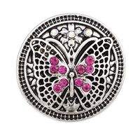 Wholesale NSB2066 Hot Sale Crystal Snap Buttons Jewelry mm Buttons Fashion DIY Charms Pink Butterfly Snaps