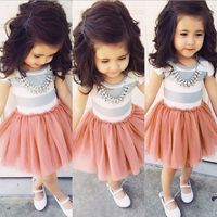 Wholesale 2016 new summer baby girl kids stripe dress striped cotton jumper chiffon tutu tulle gauze jumper princess party ball gown costumes summer