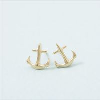 Wholesale Fashion anchor earrings Sailors love stud earrings for women 18K Gold Plated Classic stud earrings