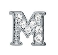 Wholesale 20pcs rhinestone Silver Alphabet Letter quot M quot Charm Fit For Living Magnetic Floating Locket