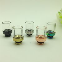 Wholesale Drip Tips of Metal Mouthpiece Pyrex Glass clear driptip Rainbow for Electronic Cigarette CE4 CE5 T3 glass atomizer Protank mods ego atomizer